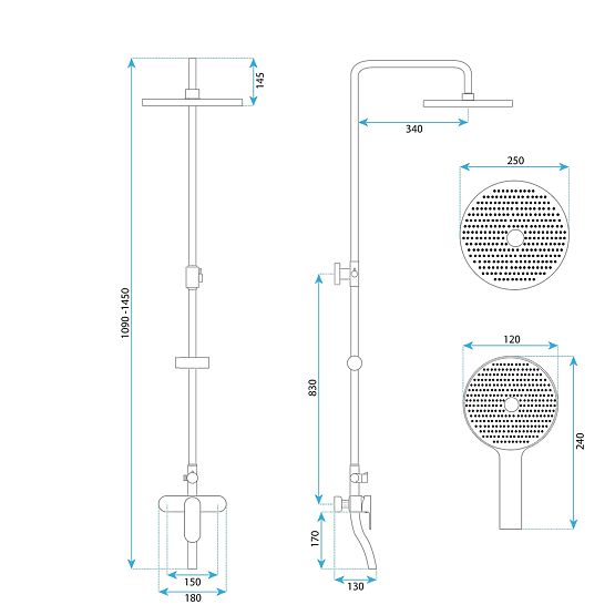 Shower Set Rea DROP Brushed Copper