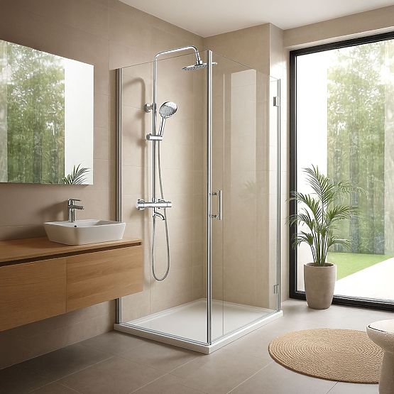 Shower Set with Thermostat Rea Lungo Diamond Chrome