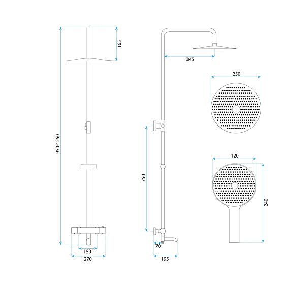 Shower Set with Thermostat Rea Lungo Diamond Chrome