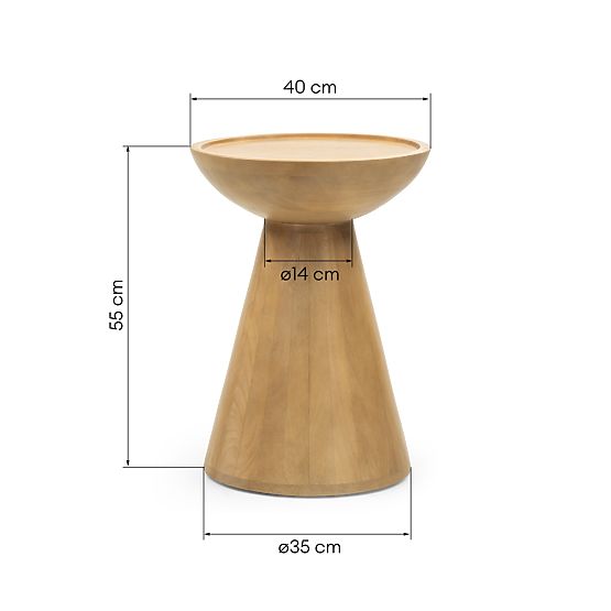 Side Table Arvika 40 cm, Round, Mango Wood, Curved Shapes