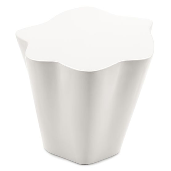 Side Table Bow 49 cm, Gray-Beige, Glossy, Rounded Shapes