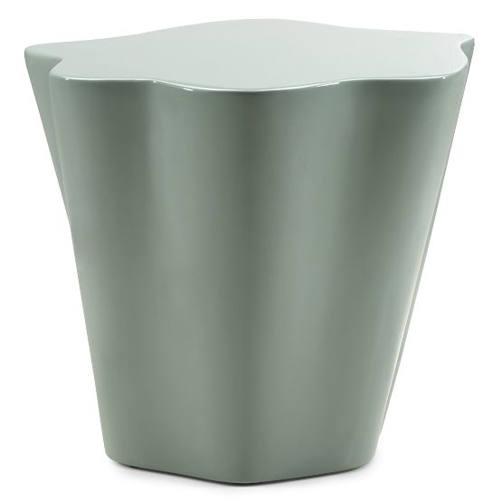 Side Table Bow 49 cm, Sage, Glossy, Rounded Shapes