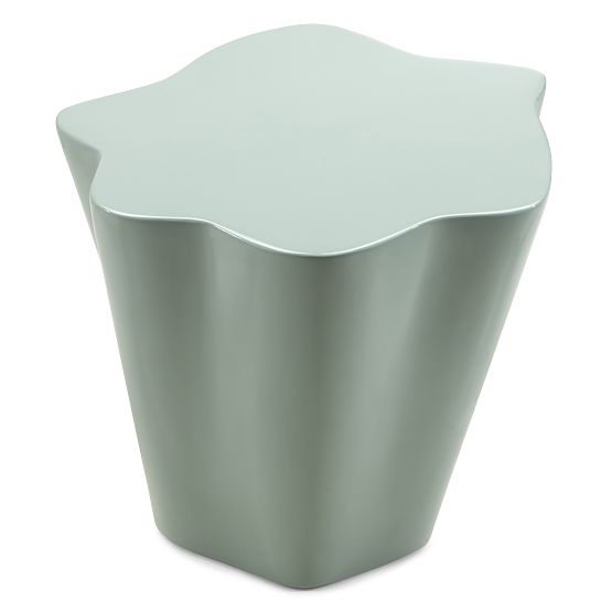 Side Table Bow 49 cm, Sage, Glossy, Rounded Shapes
