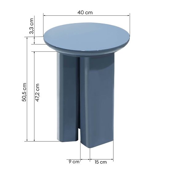 Side Table Brie 40 cm, Muted Blue, Glossy
