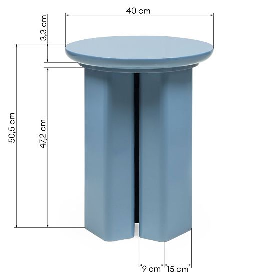 Side Table Brie 40 cm, Muted Blue, Glossy