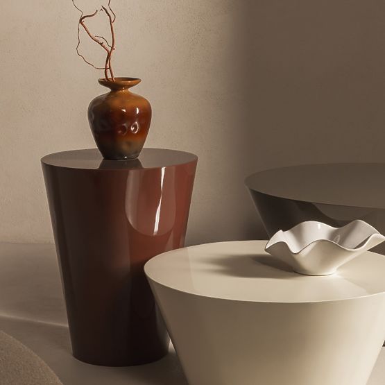 Side Table Eclipso, 40 cm, Burgundy-Brown, Glossy