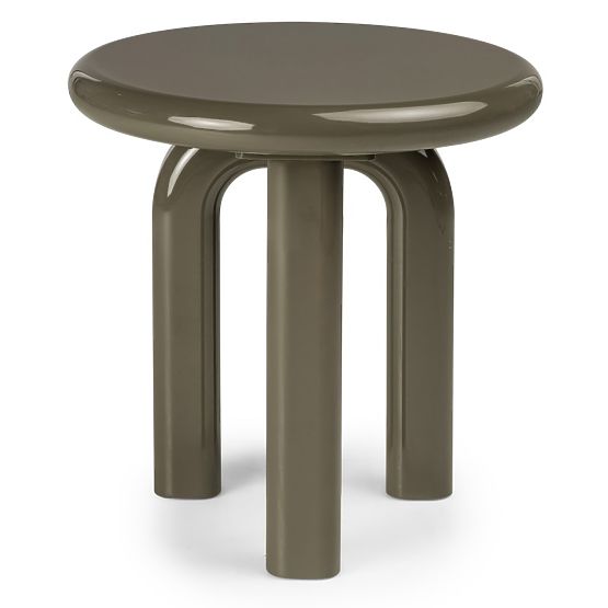 Side Table Flambe 50 cm, Green/Grey, Glossy