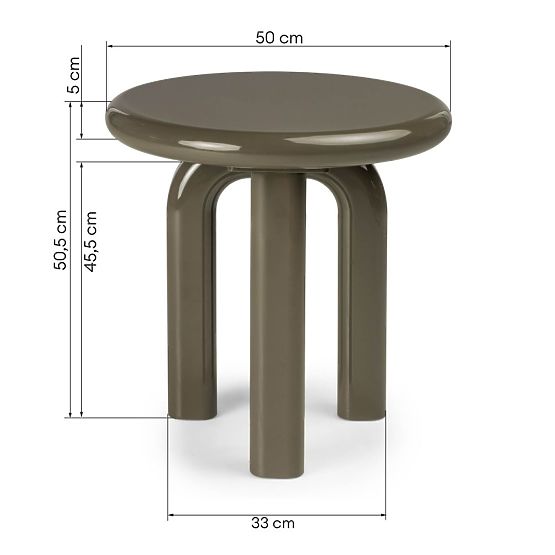 Side Table Flambe 50 cm, Green/Grey, Glossy