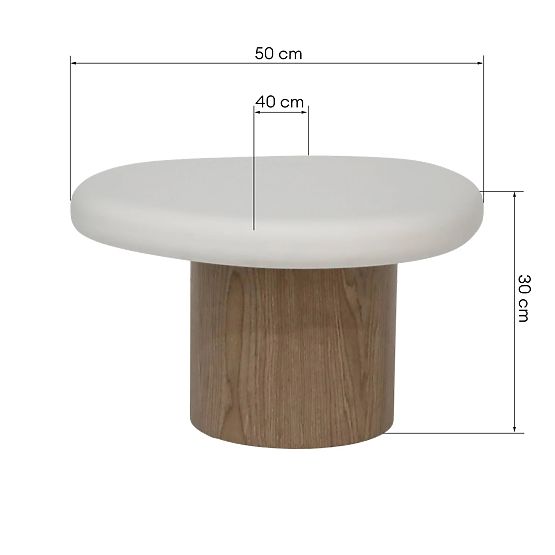 Side Table Floe 50 cm, White/Walnut