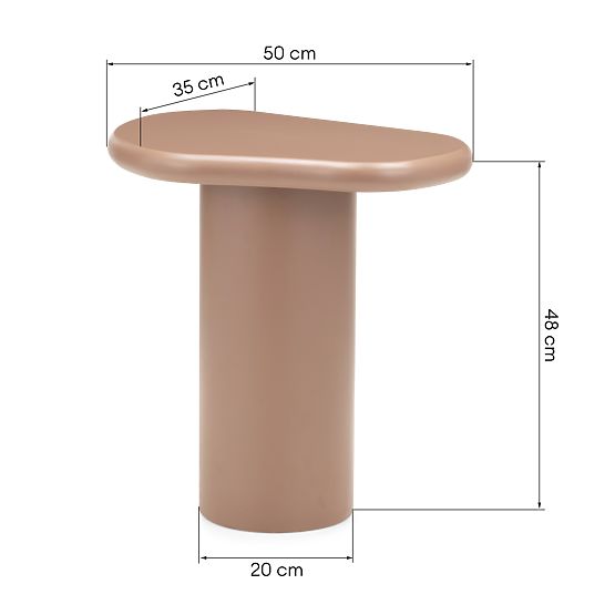 Side Table Monaco Cinnamon, Matte, Rounded Shapes