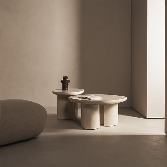 Side Table Puro 50 cm, Light Beige, Glossy