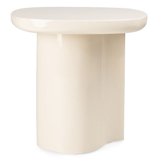 Side Table Puro 50 cm, Light Beige, Glossy