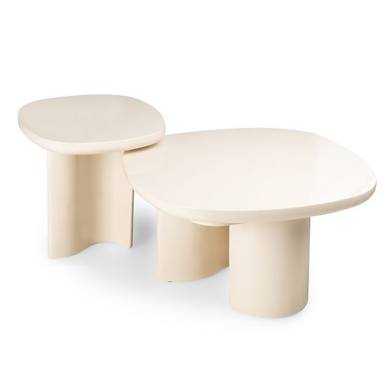 Side Table Puro 50 cm, Light Beige, Glossy