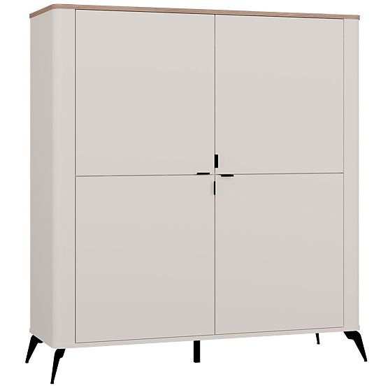 Sideboard CORDOBA 4D Cashmere Beige Castello Oak Cabinet 4 Doors 8 Shelves Living Room