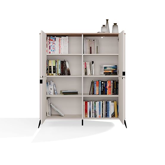 Sideboard CORDOBA 4D Cashmere Beige Castello Oak Cabinet 4 Doors 8 Shelves Living Room