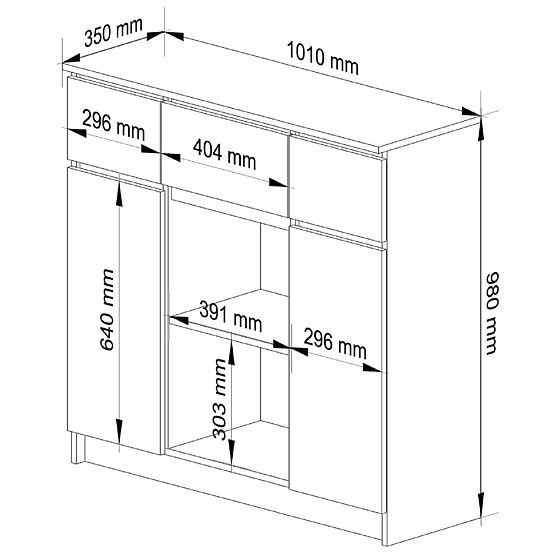 SIDEBOARD K100 2D 3DR 1S PK OAK ARTISAN / WHITE