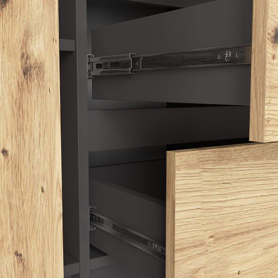 SIDEBOARD K100 2D 3DR GRAPHITE GRAY / ARTISAN OAK