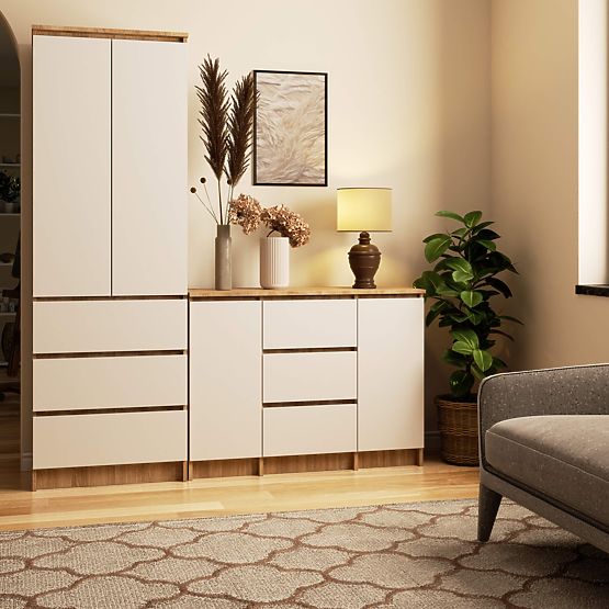 SIDEBOARD K100 2D 3DR OAK SONOMA / WHITE