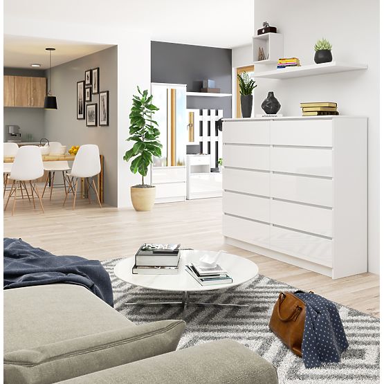 SIDEBOARD K140 10 DRAWERS CLP PK WHITE GLOSS