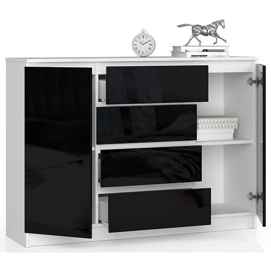 SIDEBOARD K140 2D 4DR CLP BLACK GLOSS
