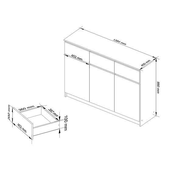 SIDEBOARD K140 3D 3DR CLP PK SONOMA / WHITE
