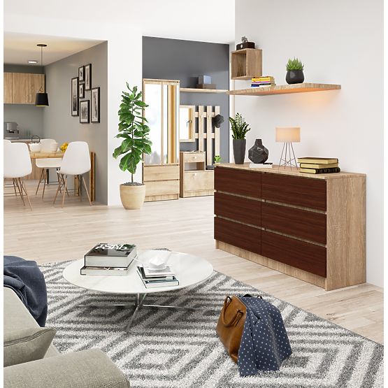 SIDEBOARD K140 6 DRAWERS CLP OAK SONOMA / WENGE