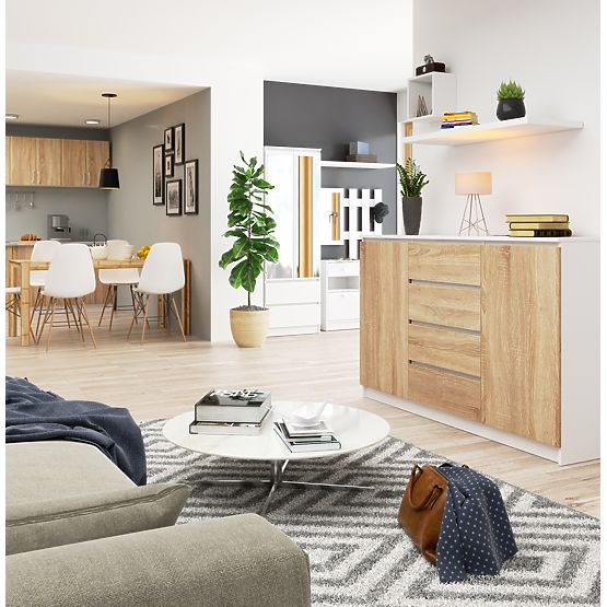 SIDEBOARD K160 2D 4DR CLP PK WHITE / SONOMA