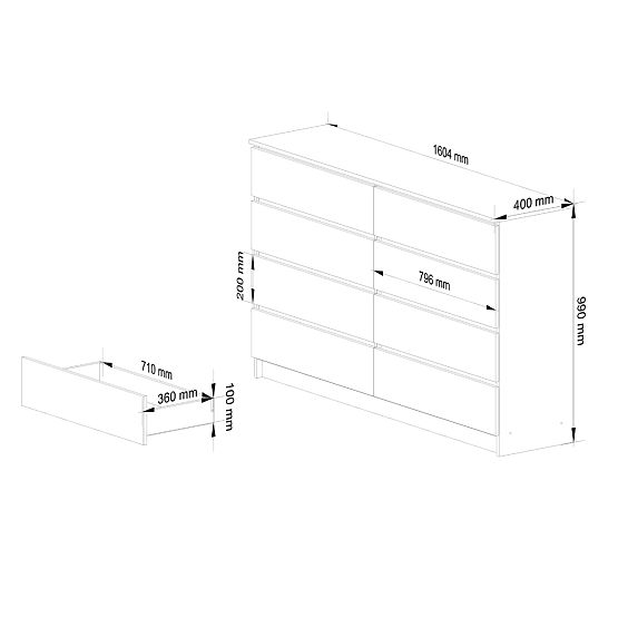 SIDEBOARD K160 8 DRAWERS CLP OAK ARTISAN