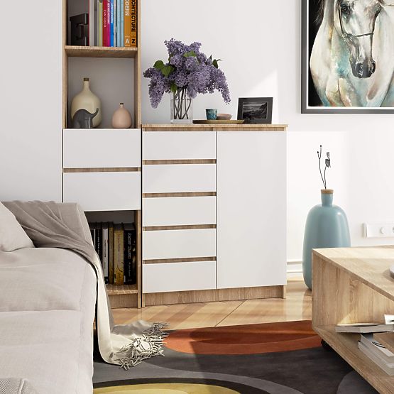 SIDEBOARD K80 1D 5DR OAK SONOMA / WHITE