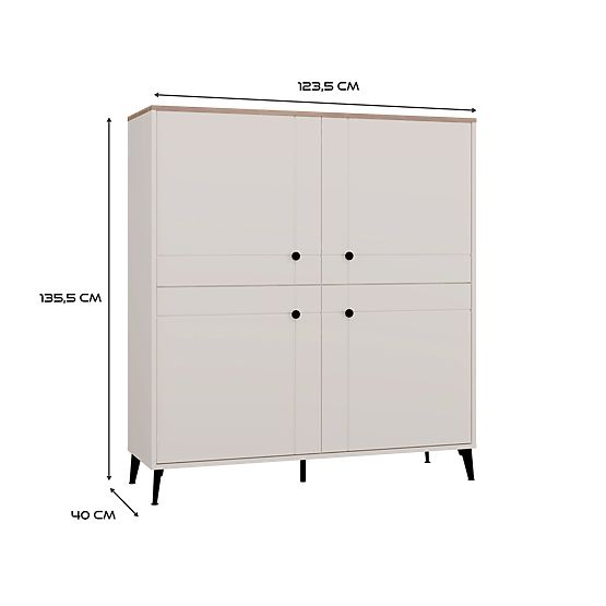 Sideboard POINT 4D Cashmere Beige Oak Castello Cabinet 4 Doors 8 Shelves for Living Room