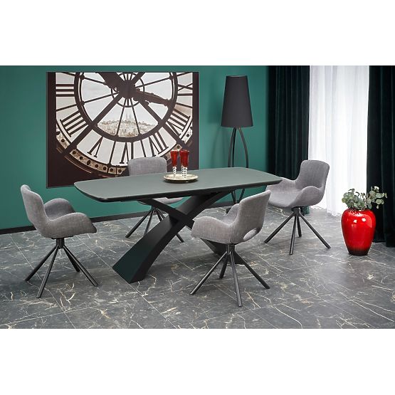 SILVESTRO Extendable Table Top - Dark Gray, Legs - Black