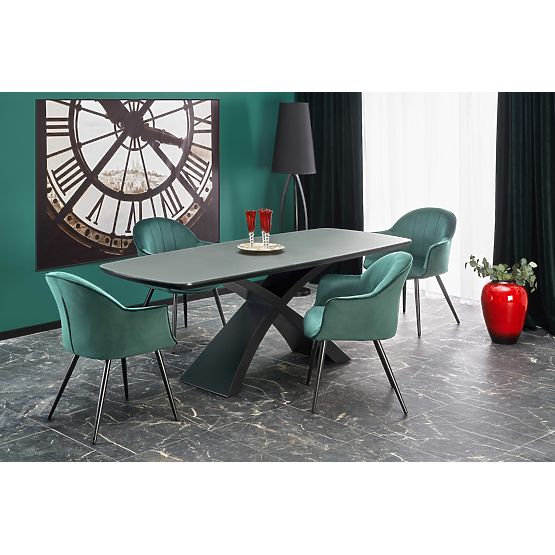 SILVESTRO Extendable Table Top - Dark Gray, Legs - Black