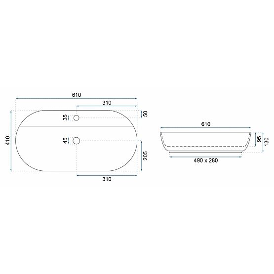 Sink REA Aura 61 Beige Shiny