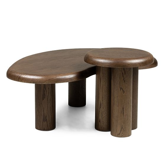 Sirocco Table Set, Dark Oak, Rounded Shapes