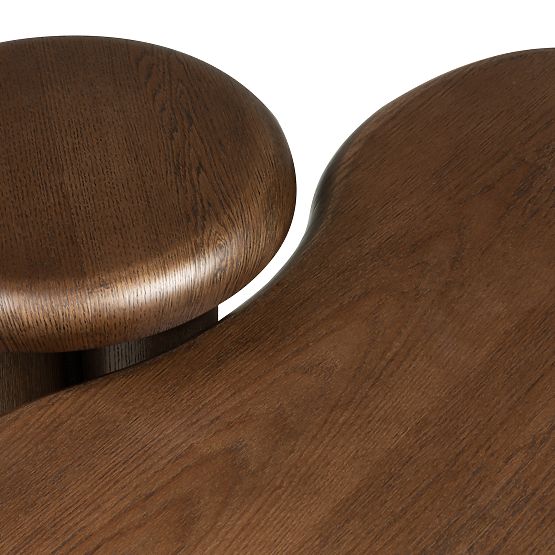 Sirocco Table Set, Dark Oak, Rounded Shapes