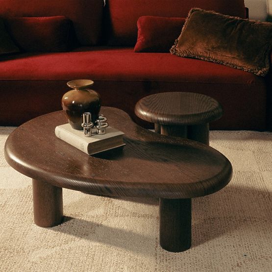 Sirocco Table Set, Dark Oak, Rounded Shapes