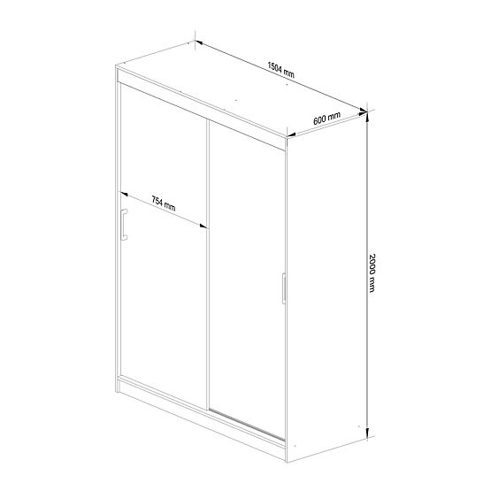 SLIDING WARDROBE 150 cm CLP MONO OAK SONOMA