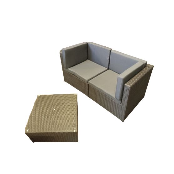 Small Terrace Set from Technorattan (Sofa + Table) TINTO Grey