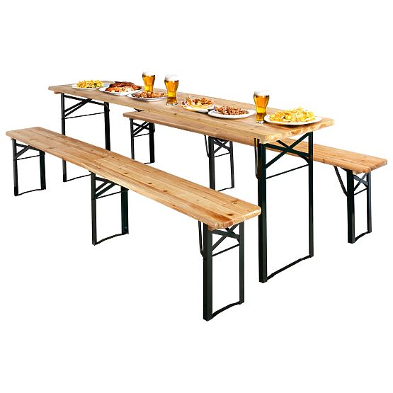 Steel-Wood Set LAGER: Table + 2 Benches 220 cm