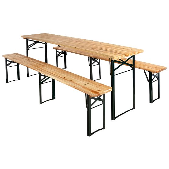 Steel-Wood Set LAGER: Table + 2 Benches 220 cm