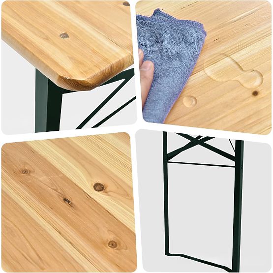 Steel-Wood Set LAGER: Table + 2 Benches 220 cm