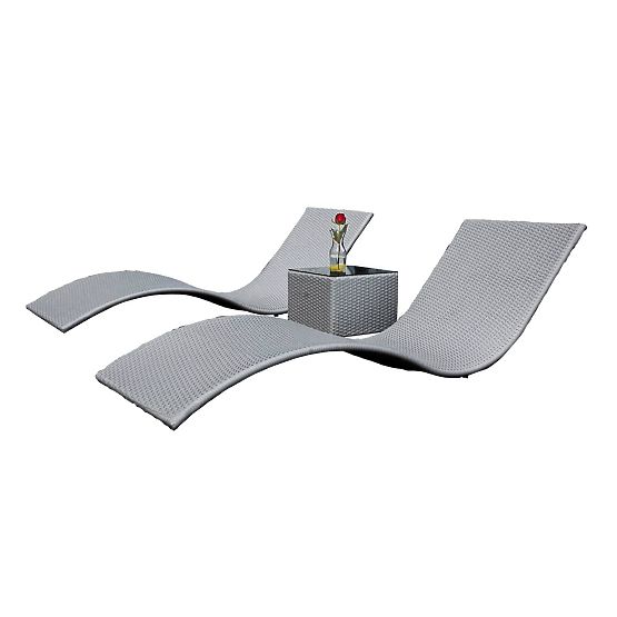 SUCCESSO Gray Technorattan Lounger Set with Table