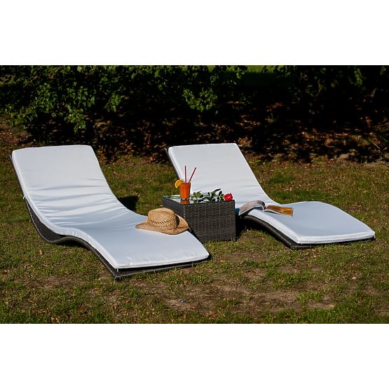 SUCCESSO Gray Technorattan Lounger Set with Table