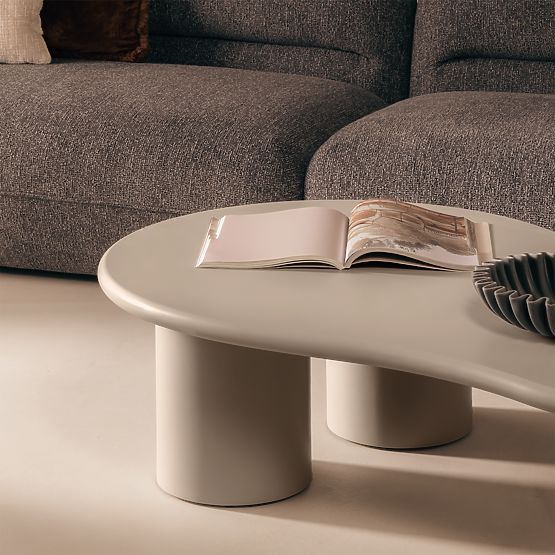 Sucre Coffee Table Dark Beige, Matte, Rounded Shape