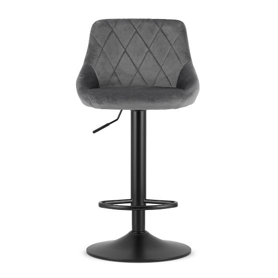 Swivel Bar Stool with Adjustable Height and Footrest, Grey Velour