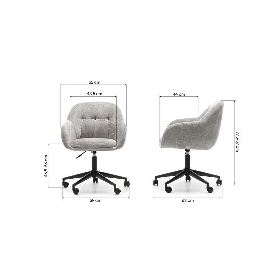 Swivel Chair Acapulco, Light Grey, Rounded Shapes