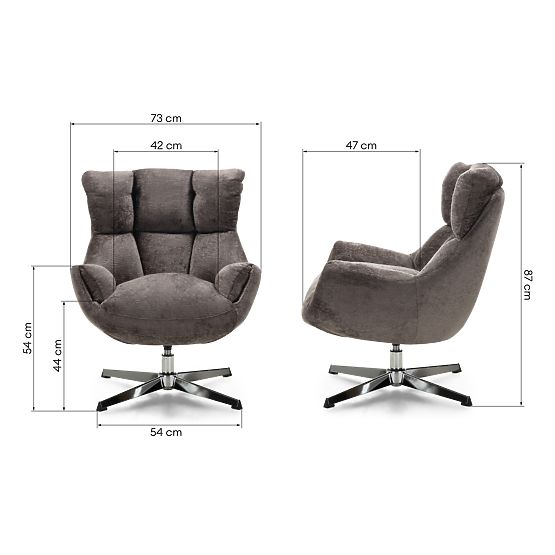 Swivel Chair Bolzano, Brown-Grey/Chrome Legs