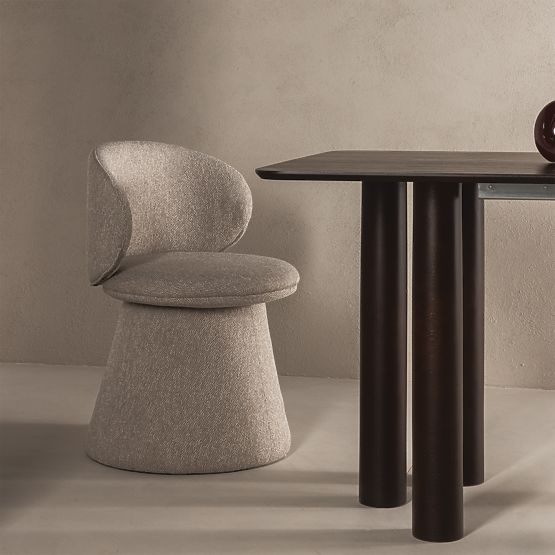 Swivel Chair Chamil Beige-Grey, Rounded