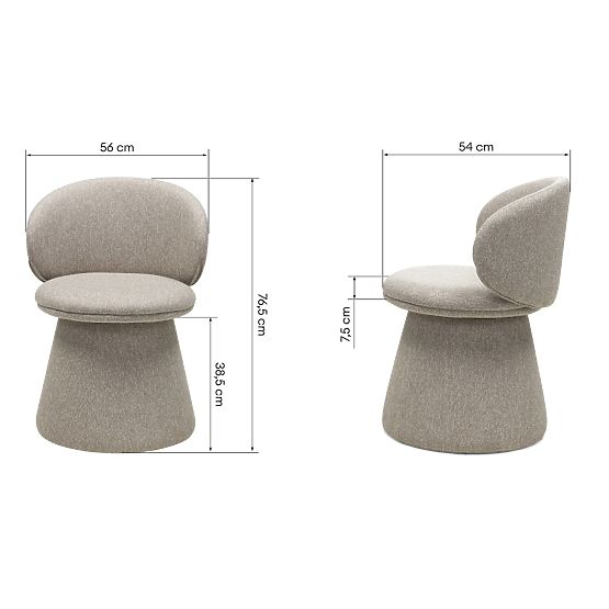 Swivel Chair Chamil Beige-Grey, Rounded