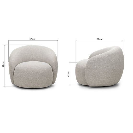 Swivel Chair Nambi Beige-Grey, Rounded Shapes